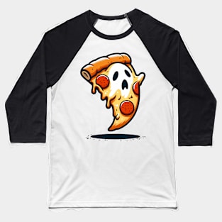 Funny Pizza Ghost Halloween Baseball T-Shirt